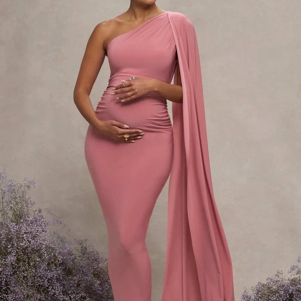 Elegant One-Shoulder Pink Dress